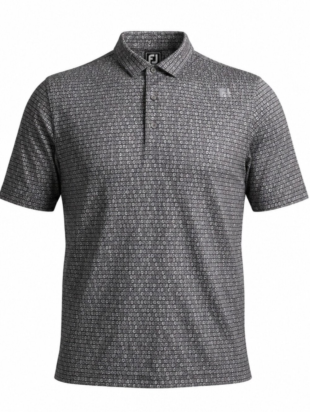 Men's Footjoy  Patterned Gray Polo Golf Shirt